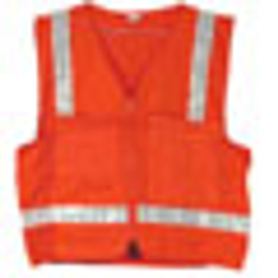 Orange Surveyor Safety Vests ~ With Silver Stripes ~ (POLYESTER MATERIAL) ~ Large Size