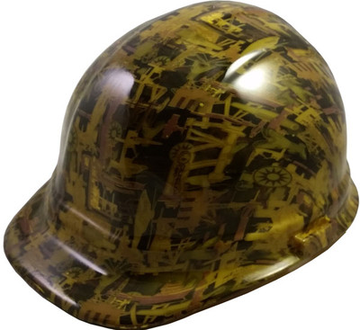 Oilfield Camo Yellow Hydro Dipped Cap Style Hard Hat pic 1