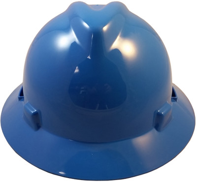 MSA V-Gard Full Brim Hard Hats with Staz-On Suspensions Blue