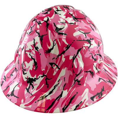 Pink Camo Hydro Dipped Hard Hats Full Brim Style