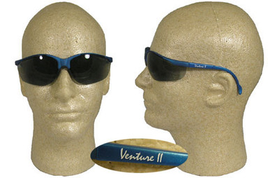 Pyramex Venture II Safety Glasses Blue Frame w/ Smoke Lens