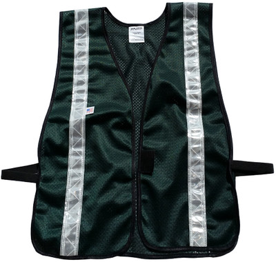 Dark Green Soft Mesh Safety Vest with Silver Stripes