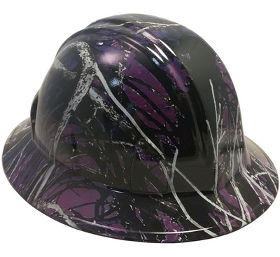 Muddy Girl Purple Hydro Dipped Hard Hats Full Brim Style