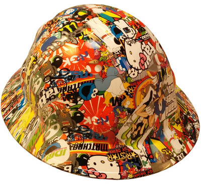 Cartoon Sticker Bomb 2 Hydro Dipped Hard Hats Full Brim Style