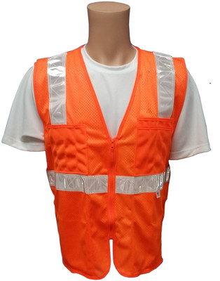 Orange MESH SURVEYOR Safety Vests CLASS 2 with Silver Stripes