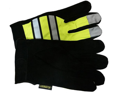 Hi-Vis Lime Split Deerskin Multi-task Glove w/ Velcro pic 2