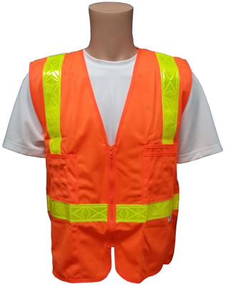 Orange SURVEYOR Safety Vests CLASS 2 with Lime Stripes Front