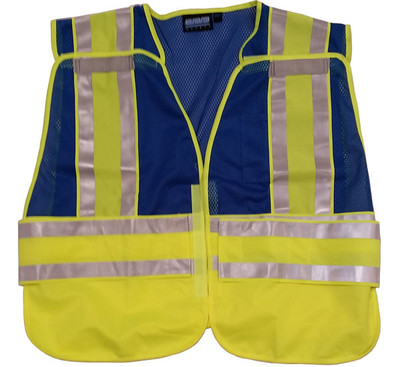 ERB BLUE Safety Vests ~ 3 pockets with Lime/Silver Reflective Stripes pic 4