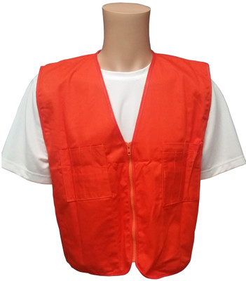 Orange Plain Safety Vests with Pockets Front