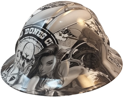 Bad Bones Hydro Dipped Hard Hats Full Brim Style ~  Oblique View