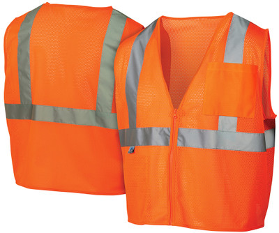 Pyramex Class 2 Hi-Vis Mesh Lime Safety Vests w/ Silver Stripes