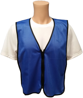 Royal Blue Soft Mesh Plain Safety Vest with Zipper Front Main