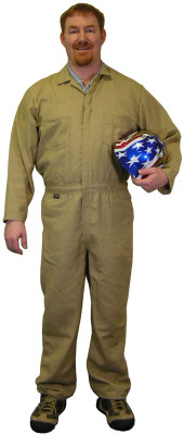 Indura Cotton Khaki Flame Resistant Coveralls  pic 1