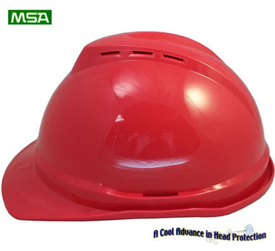 MSA Advance Red 6 point Vented Hard Hats with Ratchet Suspensions pic 1