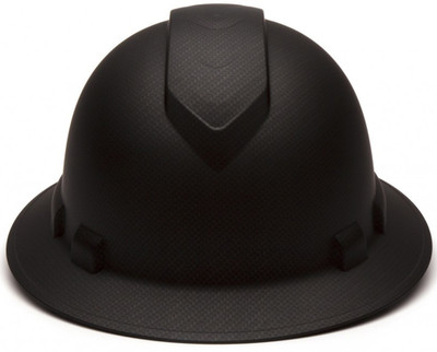 Pyramex 6 Point Full Brim Black Ridgeline Style Hard Hat with RATCHET Suspension Graphite pattern Front View