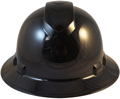 Pyramex Ridgeline Full Brim Hard Hat Shiny Black Graphite Pattern - Front View