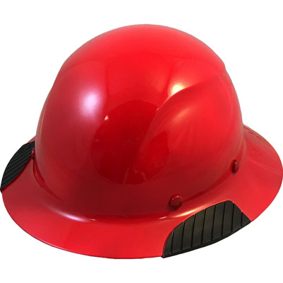 Actual Carbon Fiber Hard Hat - Full Brim High Vision Red - Oblique