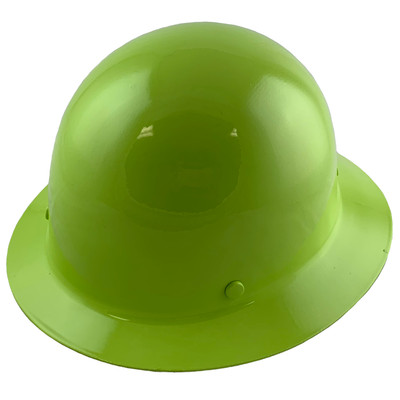 MSA Skullgard Full Brim Hard Hat with FasTrac III Ratchet Suspension - Lime