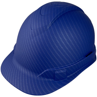 Pyramex Full Brim RIDGELINE Hard Hat Blue Pattern - 4 Point Suspensions ~ Left Side Oblique View