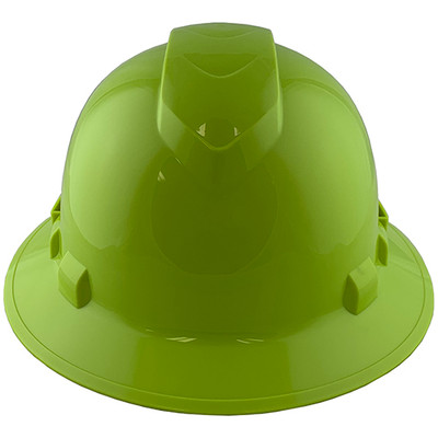 Pyramex Ridgeline Vented Lime Full Brim Style Hard Hat - 6 Point Suspensions 
