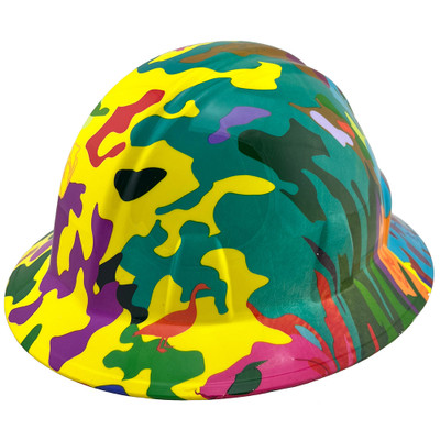 Neon Camo Design Full Brim Hydro Dipped Hard Hats 
Left Side Oblique View