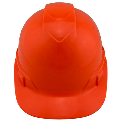 Pyramex Ridgeline Vented Hi-Viz Orange Cap Style Hard Hat - 6 Point Suspensions
 Front View