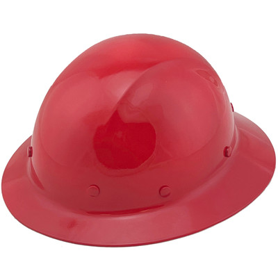 Dynamic Wofljaw Full Brim Fiberglass Hard Hat with 8 Point Ratchet Suspension Red - Oblique Left