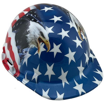 PIP Dynamic Patriotic Cap Style Hard Hat with 2 Eagles and Ratchet Suspensions Oblique Left