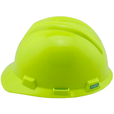 MSA V-Gard Cap Style Hard Hats with Staz-On HI Viz Yellow - Left