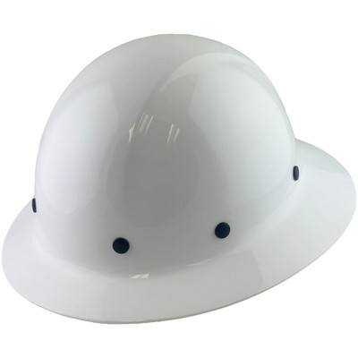 Dynamic Wofljaw Full Brim Carbon Fiber Hard Hat with 8 Point Ratchet Suspension - White - Oblique View