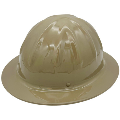 SkullBucket Aluminum Full Brim Hard Hats with Ratchet Suspensions Khaki - Oblique View