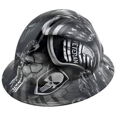 Pyramex Type II T2 Ridgeline Full Brim Hydro Dipped Hard Hat - Oblique Left Veterans Design