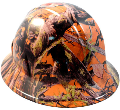 American Camo Orange Full Brim Style Hydro Hard Hats Oblique