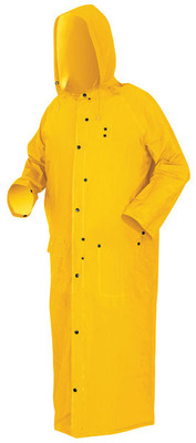 Riding Coat Yellow 60 inch length Rain Coat, 35 Mil - Size Large