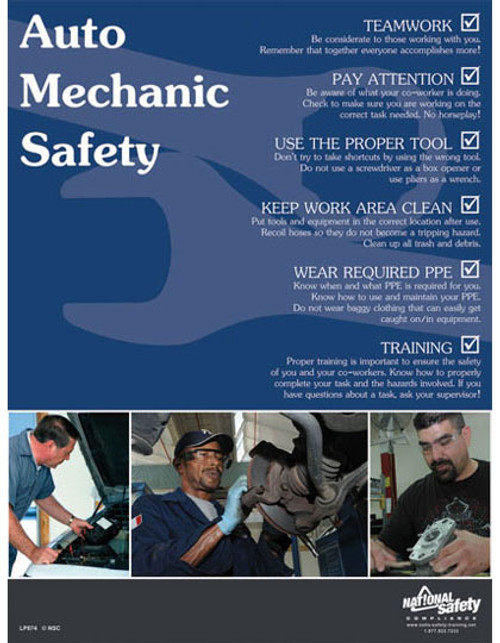 Auto Mechanic Safety Posters in ENGLISH  pic 1