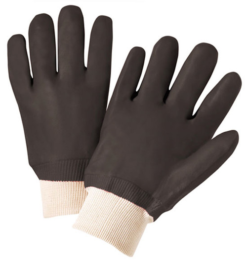 PVC Gloves w/ Sandpaper Finish & Knit Wrists Pic 1