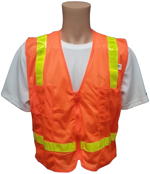 MESH Surveyors Safety Vest Orange Lime Stripes