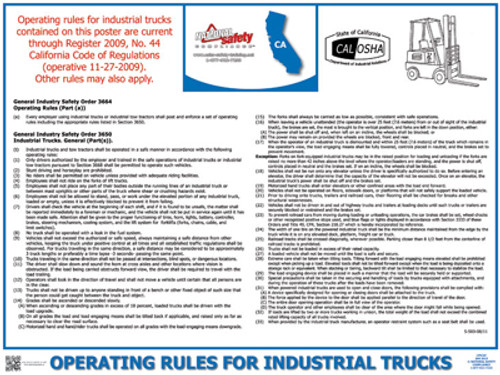 California State Labor Law Posters ~ (California Forklift Poster)  pic 1