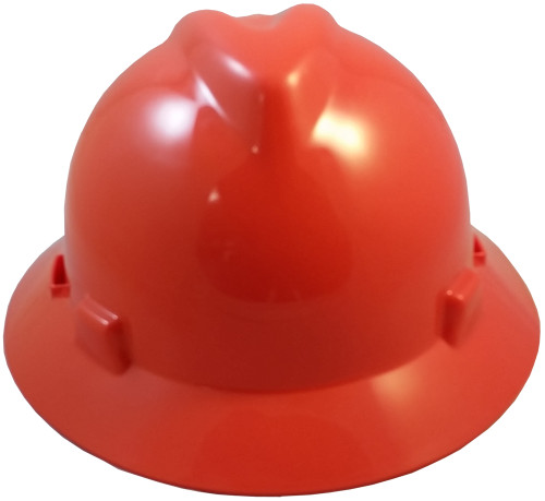 MSA V-Gard Full Brim Hard Hats with Staz-On Suspensions Standard Orange