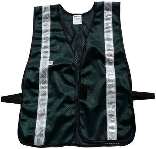 Dark Green Soft Mesh Safety Vest with Silver Stripes