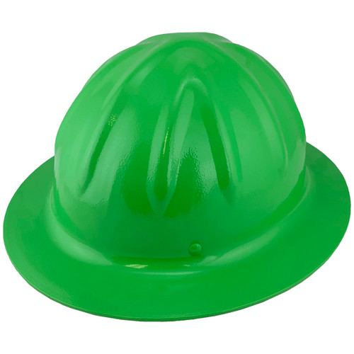 Skullbucket Aluminum Full Brim Hardhats ~ HI Viz Green ~ Oblique