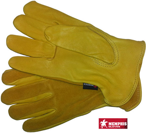 Deerskin Leather Palm Gloves with Split Leather Back Pic 1