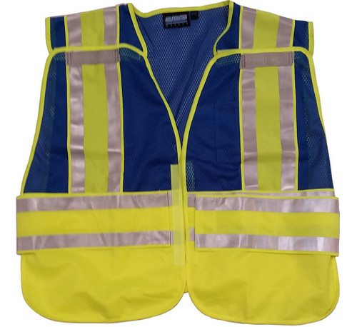 ERB BLUE Safety Vests ~ 3 pockets with Lime/Silver Reflective Stripes pic 4