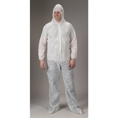 Polypropylene Coveralls w/ Hood, Boots, Elastic Wrists   pic 1