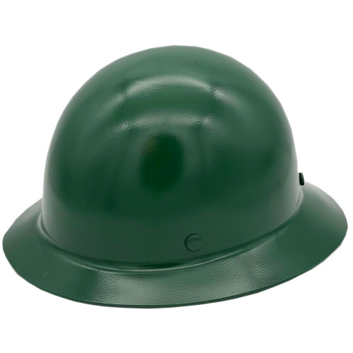 MSA Green Skullgard Full Brim Hard Hat with STAZ ON Suspension - Oblique Left