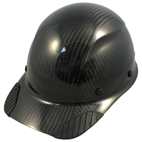Actual Carbon Fiber Hard Hat - Cap Style Glossy Black  - Oblique View