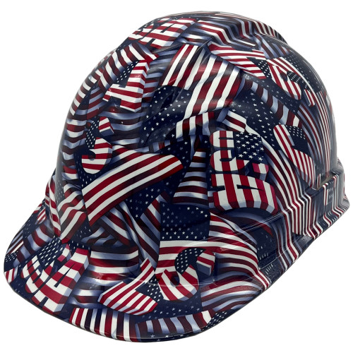 USA Flag Cap Style Hydro Dipped Hard Hats - Oblique Left