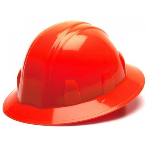 Pyramex 4 Point Full Brim Style with RATCHET Suspension Hi-Viz Orange - Oblique View