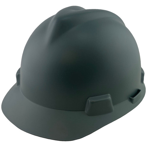 MSA V-Gard Cap Style Hard Hats with Staz-On Suspensions Matte Gray  - Oblique View