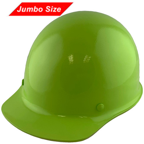 MSA Skullgard (LARGE SHELL) Cap Style Hard Hats with Ratchet Suspension - Lime Green - Oblique View
